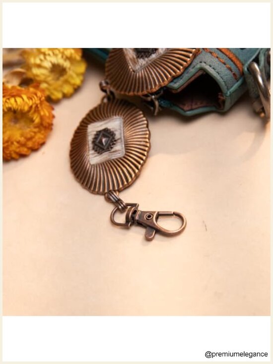 Western Concho Chain Belt with Horsehair and Turquoise main image 4